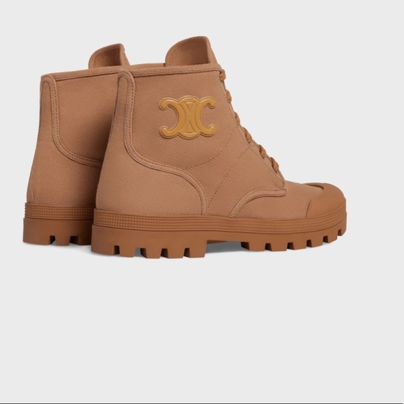 CELINE Patapans Lace Up Boots In Canvas - Picture 4 of 6